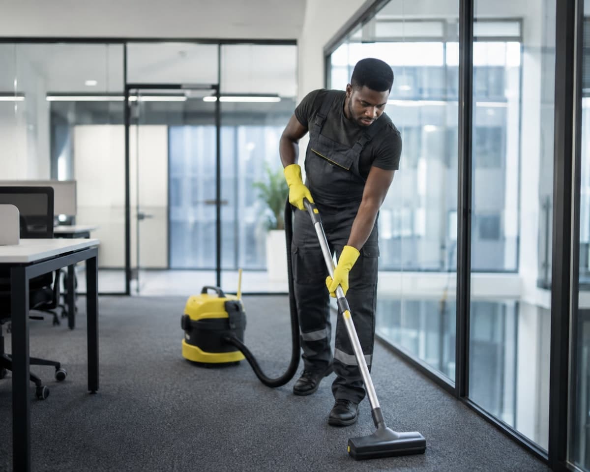Professionelle Unterhaltsreinigung in einem modernen Büro